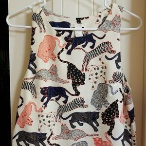 H&M Panther Big Cat Print Sleeveless Shift Dress Womens Size